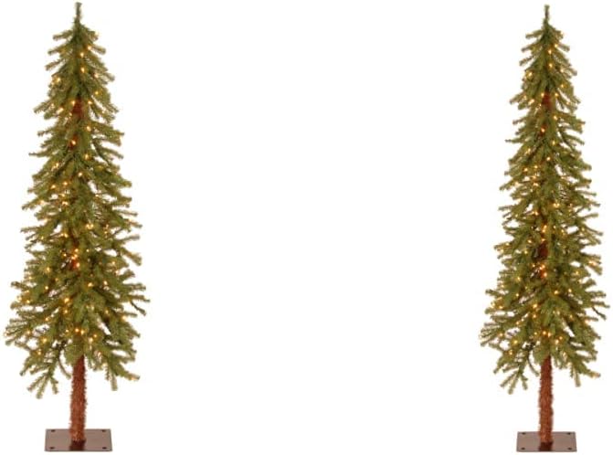 National Tree Company lit Artificial Christmas Tree Includes Pre-strung White Lights and Stand, Hickory Cedar Slim-5 ft