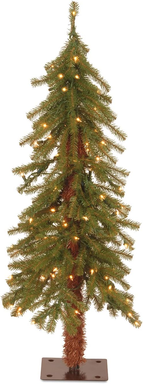 National Tree Company lit Artificial Christmas Tree Includes Pre-strung White Lights and Stand, Hickory Cedar Slim-5 ft