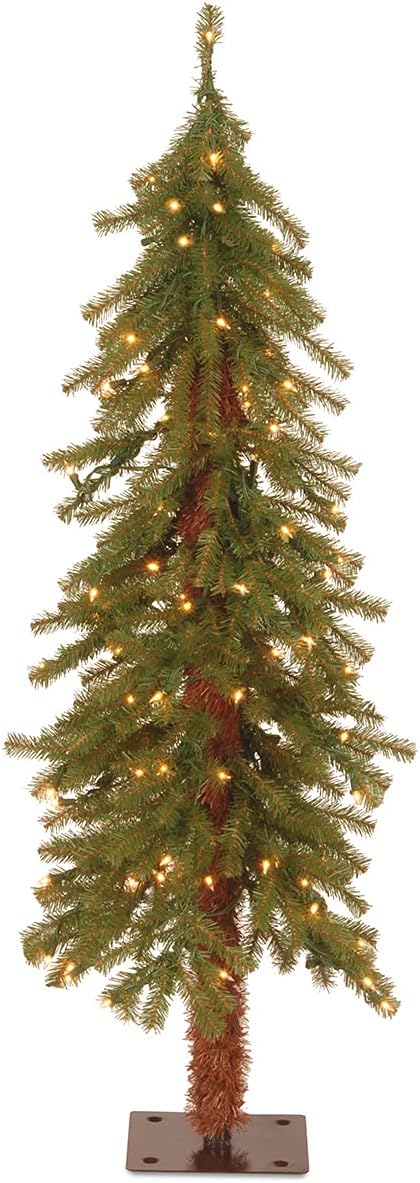 National Tree Company lit Artificial Christmas Tree Includes Pre-strung White Lights and Stand, Hickory Cedar Slim-5 ft