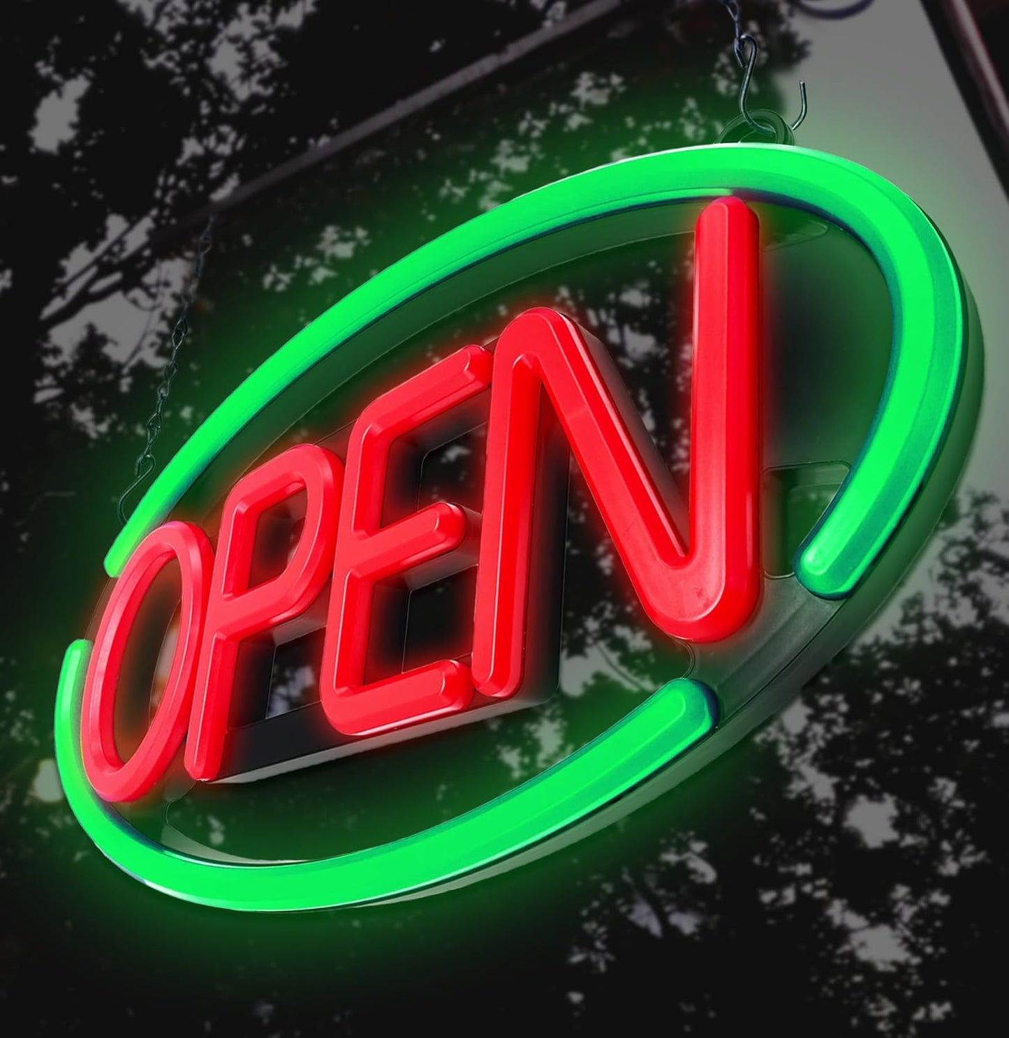 LED Open Sign,Bright Open Sign for Business Window with Remote Control,24x12 inch Large Size,Restaurant,Bar,Retail Shops,Window Storefronts,Salon,12V/2A Power Supply (Blue-Red)
