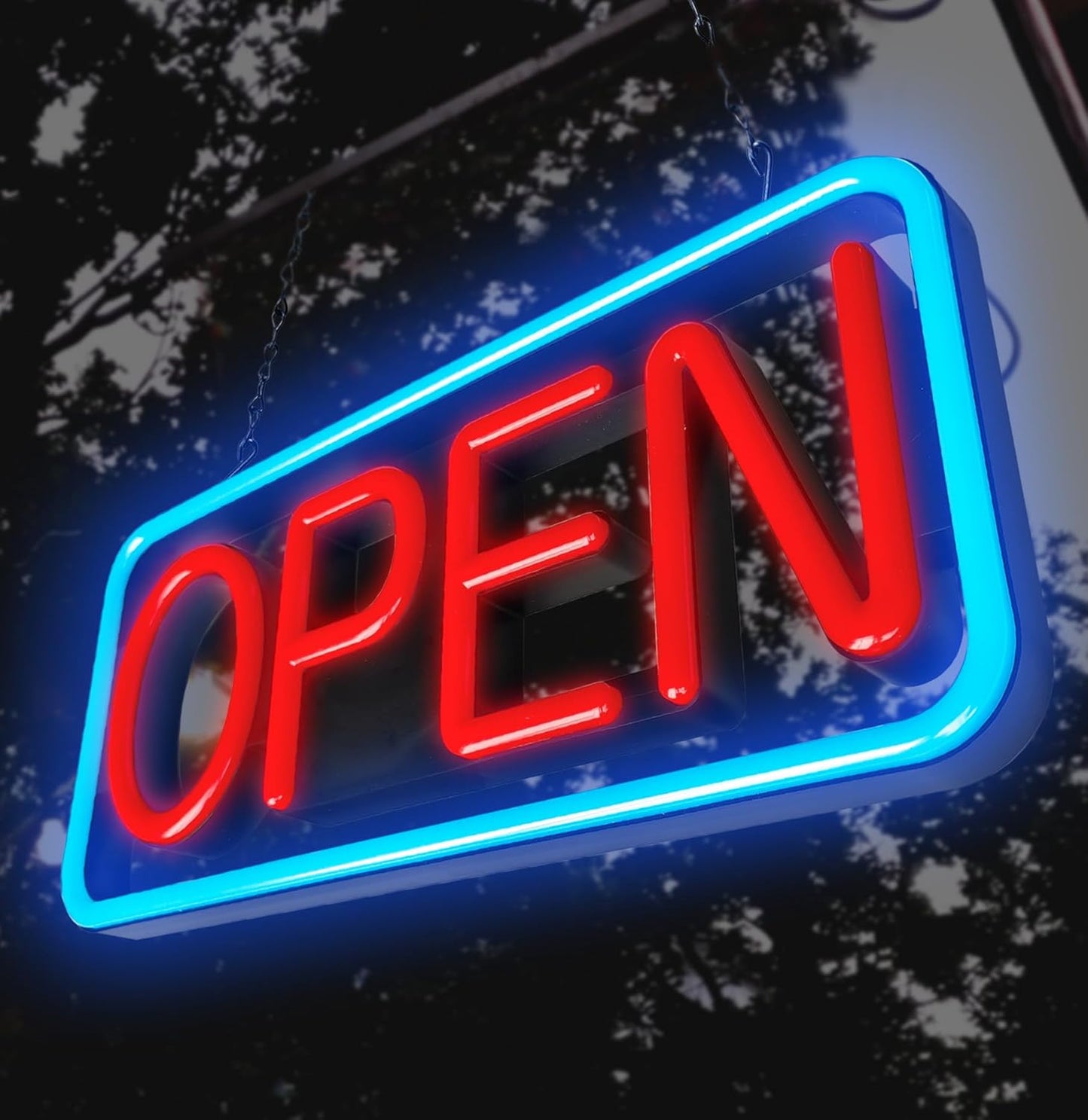 LED Open Sign,Bright Open Sign for Business Window with Remote Control,24x12 inch Large Size,Restaurant,Bar,Retail Shops,Window Storefronts,Salon,12V/2A Power Supply (Blue-Red)