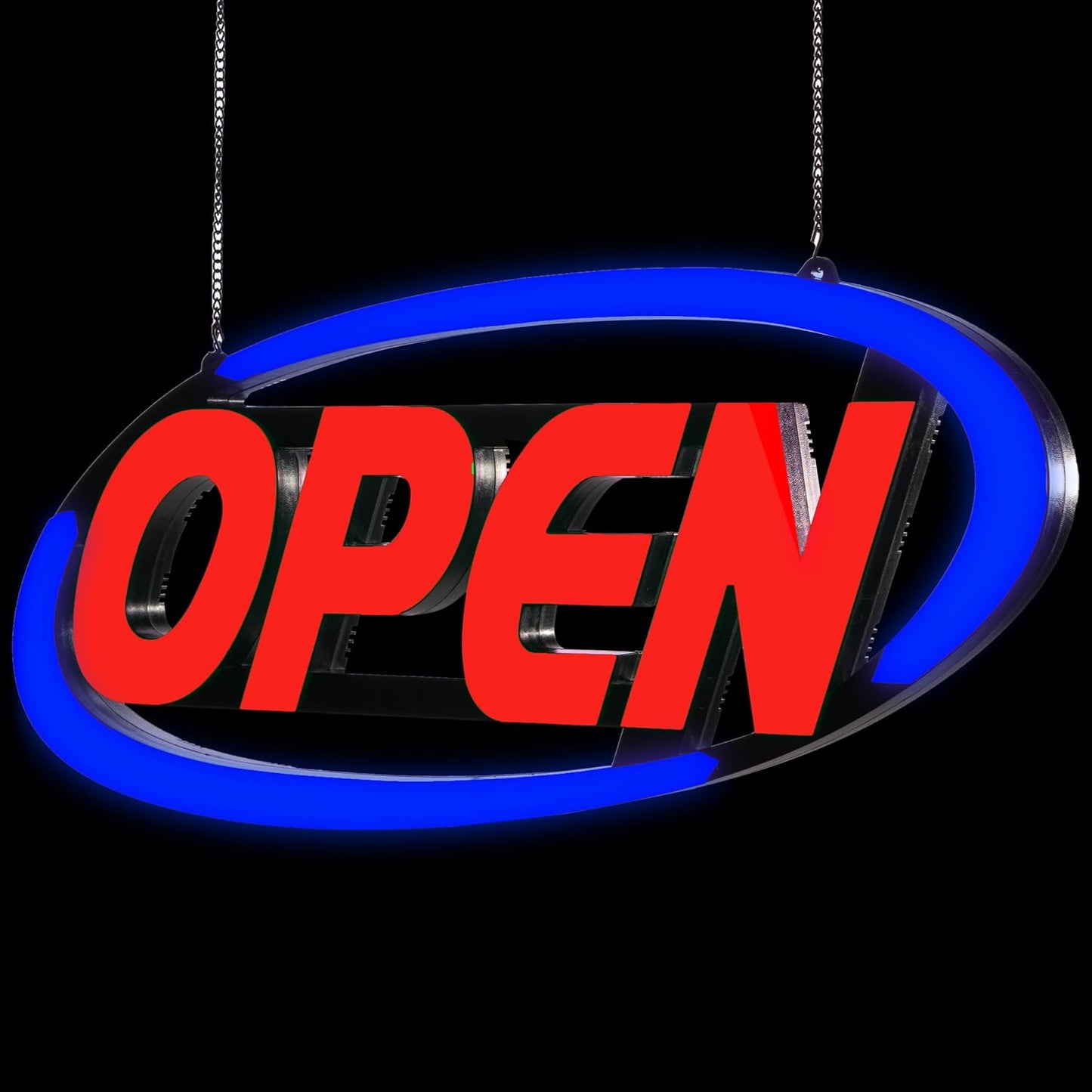 Super‑Bright LED Open Sign 15×32 in – Programmable with 64 Color Combos via App or Remote – Static, Scroll, Flash & Phase Modes – Daylight Visible Electric Sign