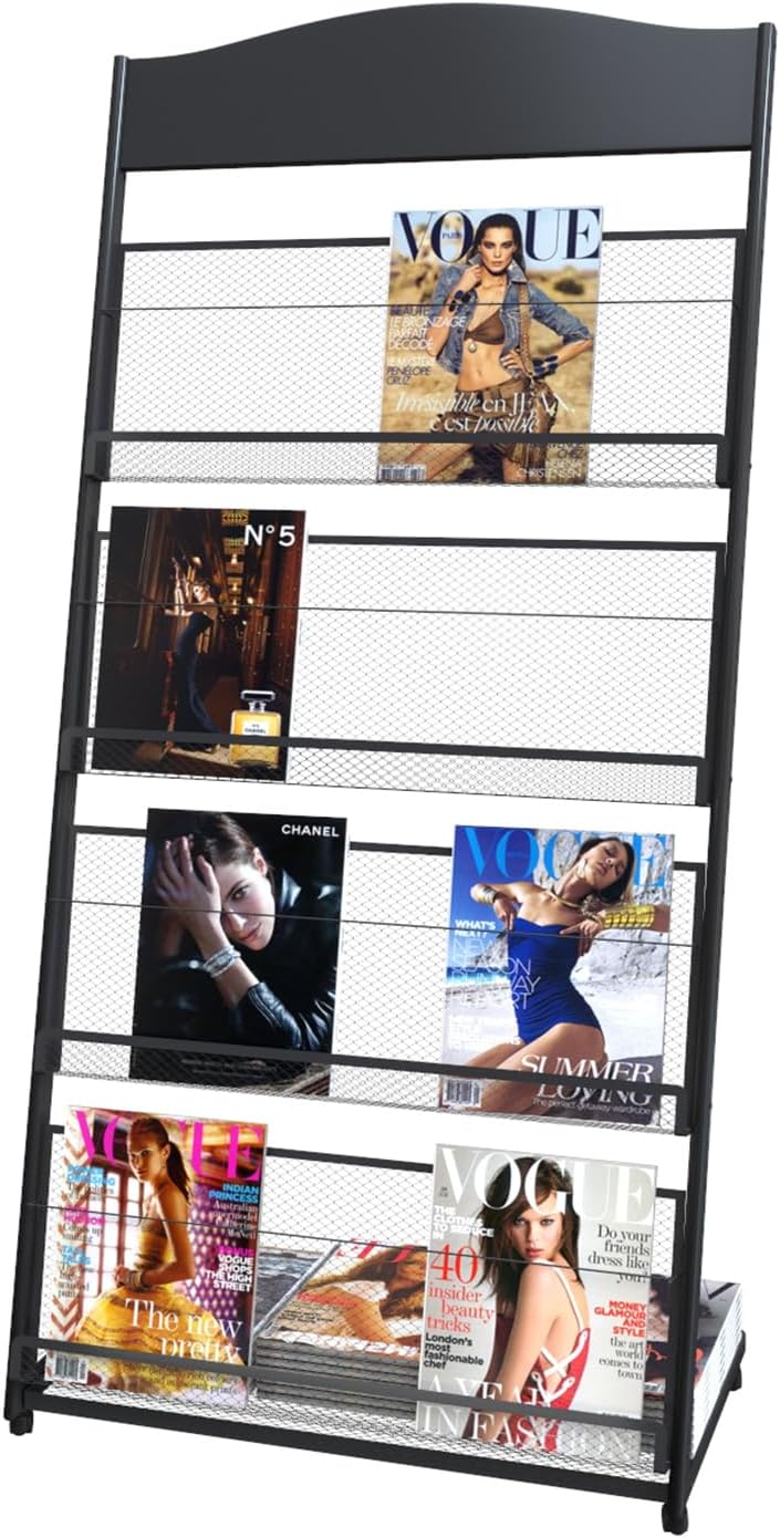 floor magazine rack brochure display stand for offices and public reception area,literature rack with 4 Universal wheels (70"×27×13.8")