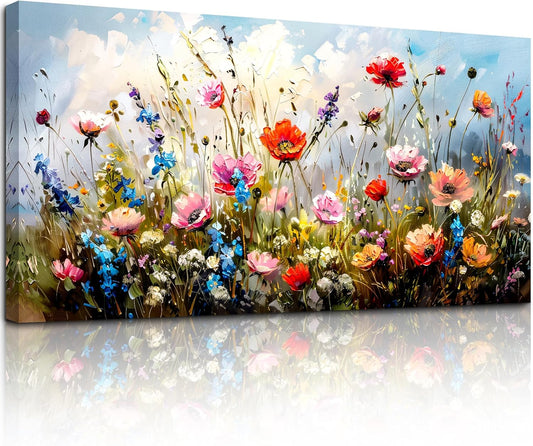 SERIMINO Large Wall Art for Living Room Canvas Prints, Farmhouse Nature Floral Botanical Wall Decor, Colorful Flower Market Modern Home Decor Oil Paintings Bathroom Decor Aesthetic 20"X40"