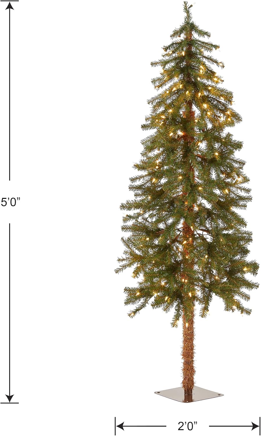 National Tree Company lit Artificial Christmas Tree Includes Pre-strung White Lights and Stand, Hickory Cedar Slim-5 ft