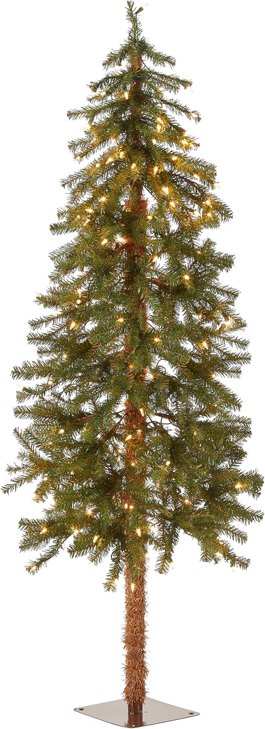 National Tree Company lit Artificial Christmas Tree Includes Pre-strung White Lights and Stand, Hickory Cedar Slim-5 ft