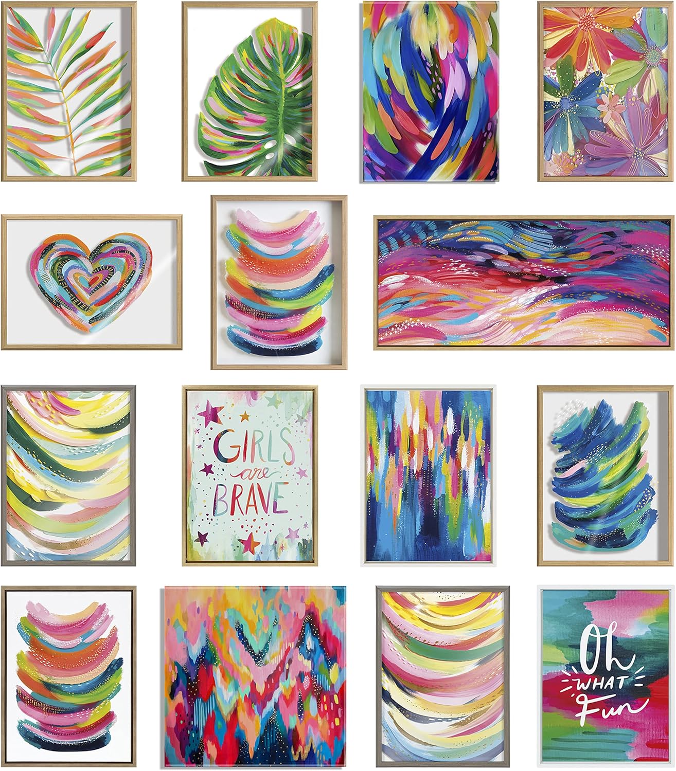 Kate and Laurel Sylvie Brushstroke 154 Framed Canvas Wall Art by Jessi Raulet of Ettavee, 30x30 Gold, Modern Abstract Colorful Fun Art for Wall
