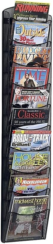 Safco Onyx Mesh Magazine Holder, Display Rack with 10 Pockets, Brochure Organizer, Commercial-Grade Steel Construction, Black