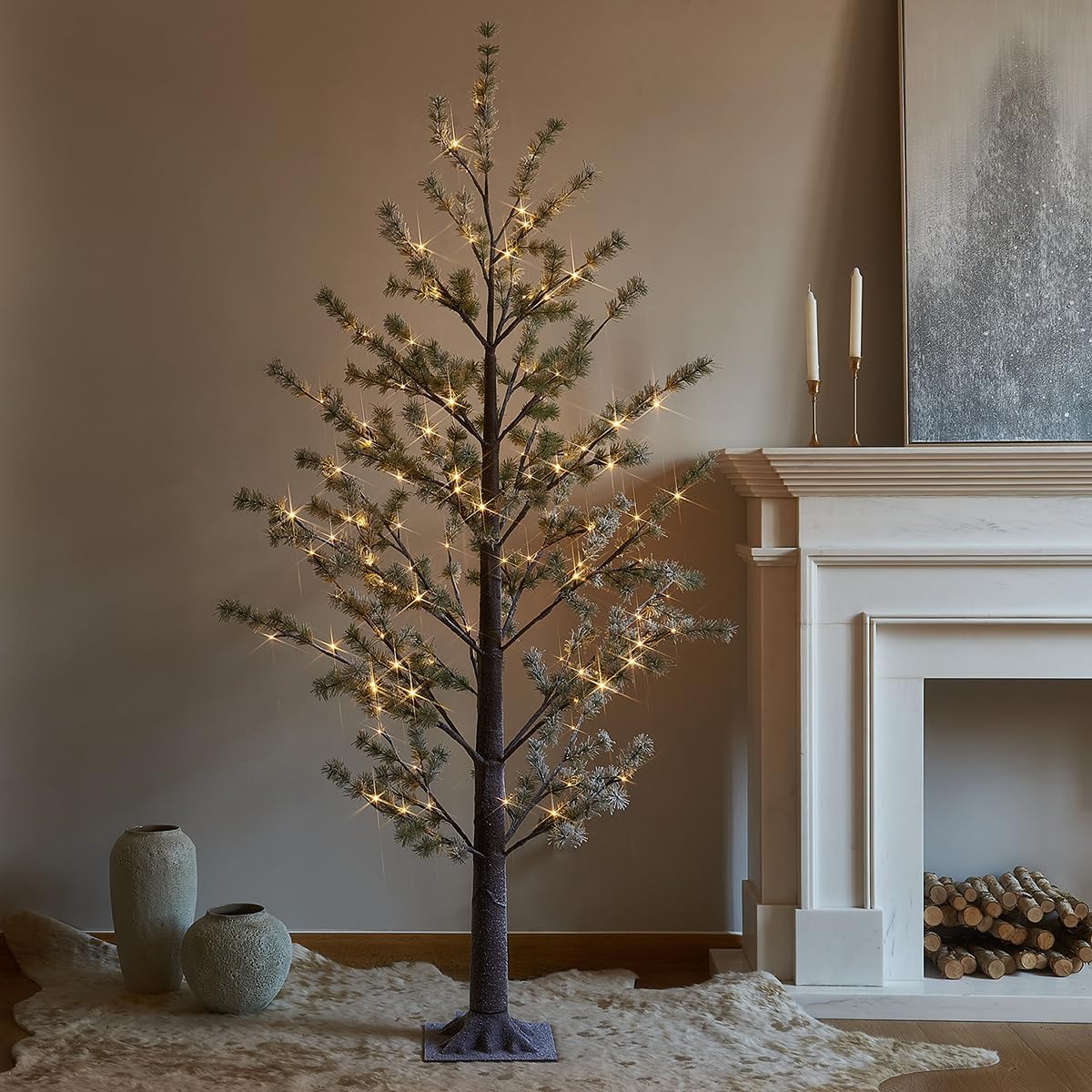 LITBLOOM Lighted Birch Twig Tree with Fairy Lights 4FT 200 LED Lights for Indoor Outdoor Home Christmas Holiday Decoration