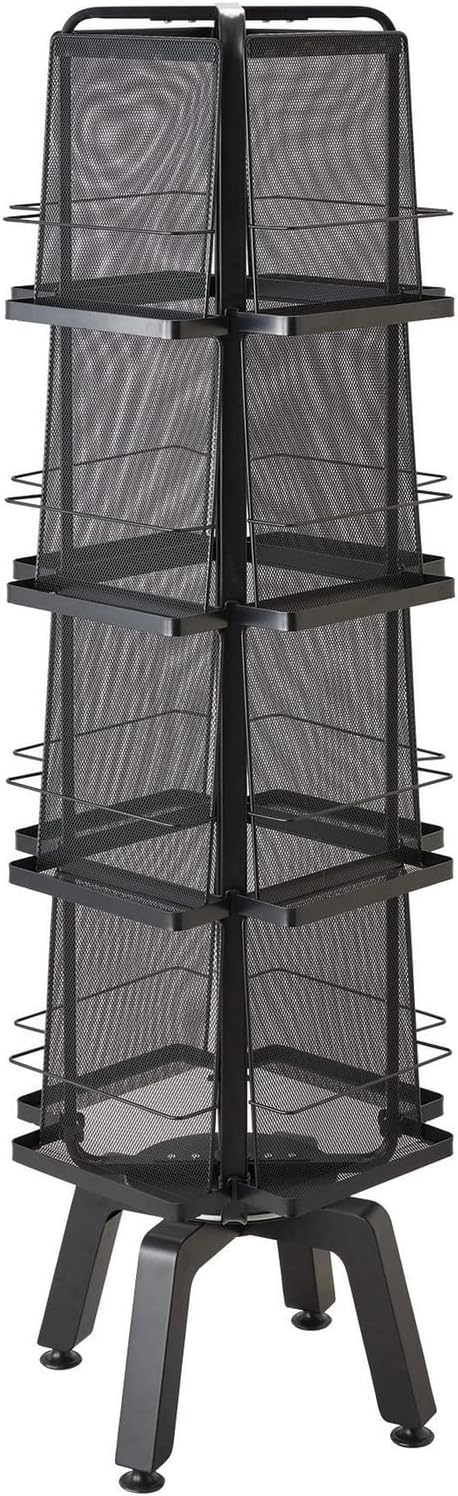Safco Onyx Rotating Mesh Magazine Holder, Display Rack with 30 Pockets, Brochure Organizer, Commercial-Grade Steel Construction, Black