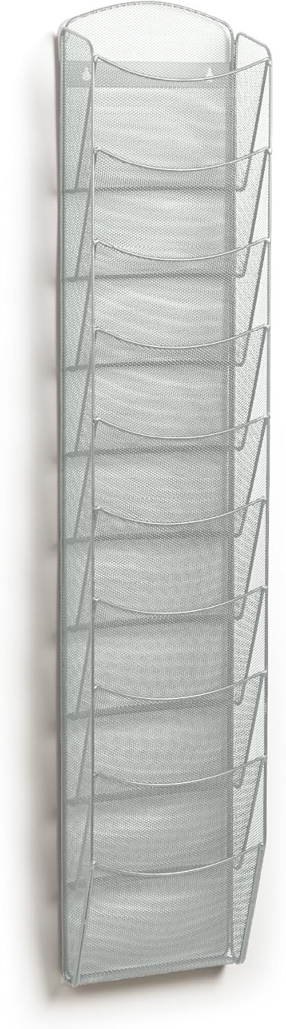 Safco Onyx Mesh Magazine Holder, Display Rack with 10 Pockets, Brochure Organizer, Commercial-Grade Steel Construction, Black