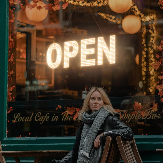 LED Open Sign for Business, 30"x10" Dimmable Brightness Large Electric Light Up Sign, Hanging Installation for Store Restaurant Office Bar Hotel Salon (white)