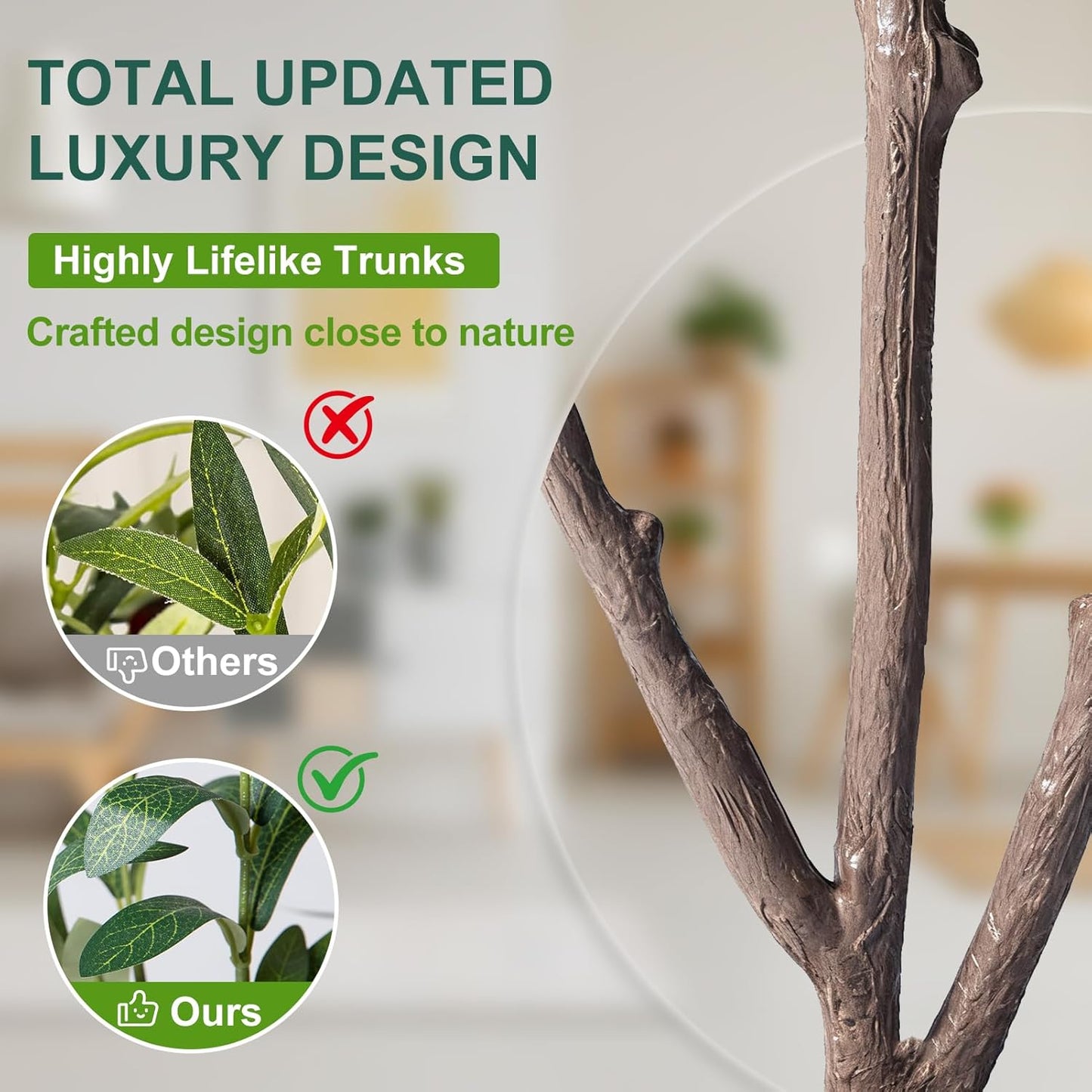 Olive Trees Artificial Indoor, 5FT Tall Faux Olive Tree with Lights Moss and Planter, Artificial Plants Indoor with Natural Wood Trunk and Lifelike Fruits, Fake Tree for Home Office Living Room Decor