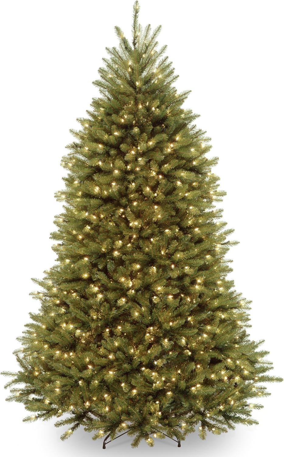 National Tree Company Pre-Lit Artificial Full Christmas Tree, Green, Dunhill Fir, White Lights, Includes Stand, 7.5 Feet