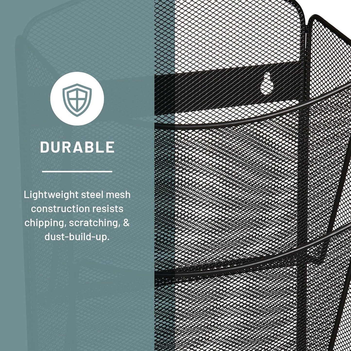 Safco Onyx Mesh Magazine Holder, Display Rack with 10 Pockets, Brochure Organizer, Commercial-Grade Steel Construction, Black